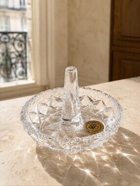 Vintage Zajecar Yugoslavia 24% Lead Crystal Ring Holder Trinket Dish